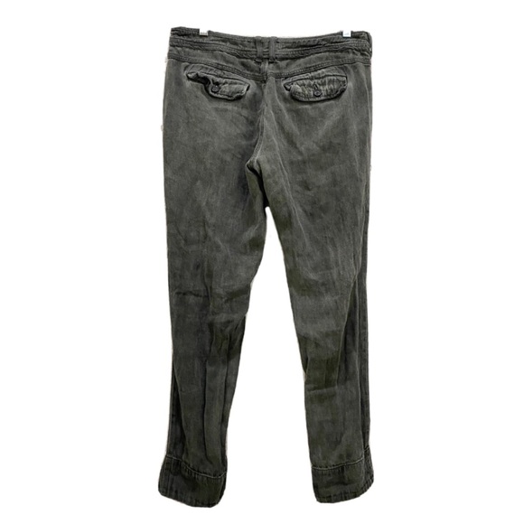 Free People Army Green Herringbone Distressed Relaxed Pants Size 4 - Picture 3 of 12